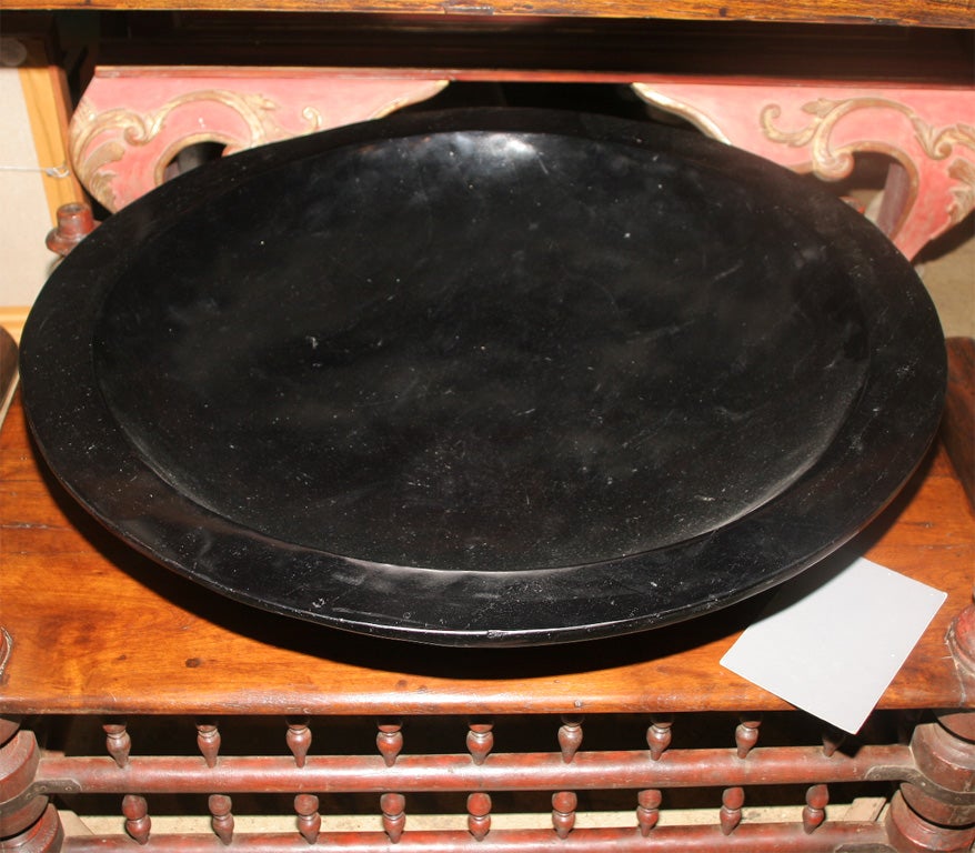 Black Lacquered Wood Bowl, Large