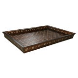 Large Dark Wood Tray with Mother of Pearl Inlays
