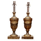 Antique Pair of Louis XVI Style Wood Lamps