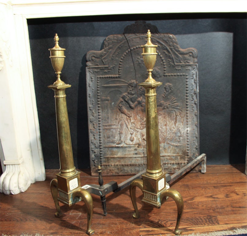 Pair of American Federal Brass Andirons.