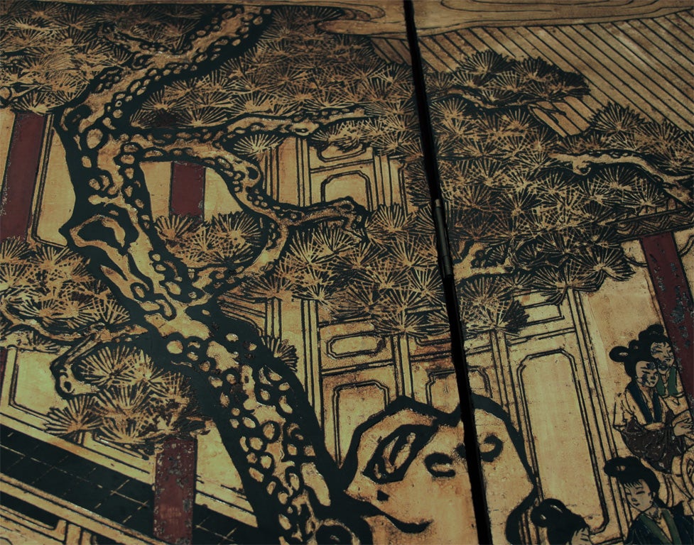 19th Century Large 8 panel Chinese lacquer screen For Sale