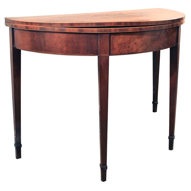 George III Demi Lune flip top card table. For Sale