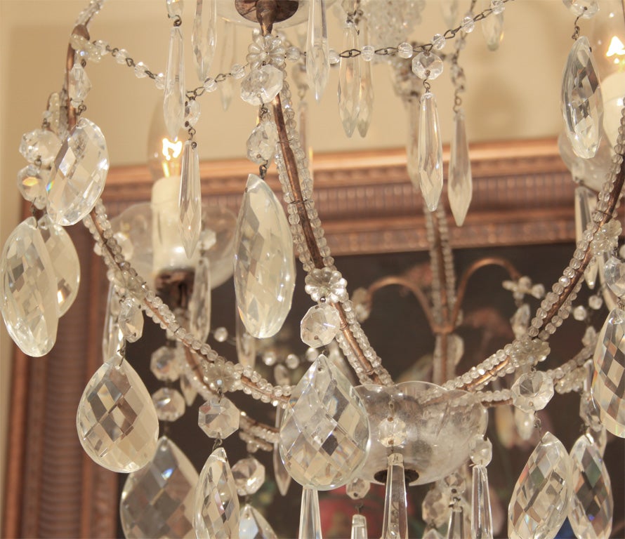 Italian Beaded Three-Arm Chandelier In Good Condition For Sale In Seattle, WA