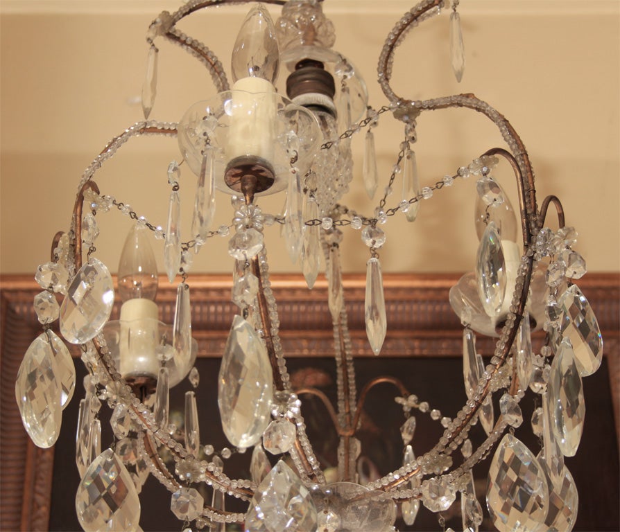 Italian Beaded Three-Arm Chandelier For Sale 3