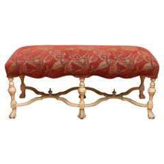 French Upholstered Settee/Bench with Painted Base