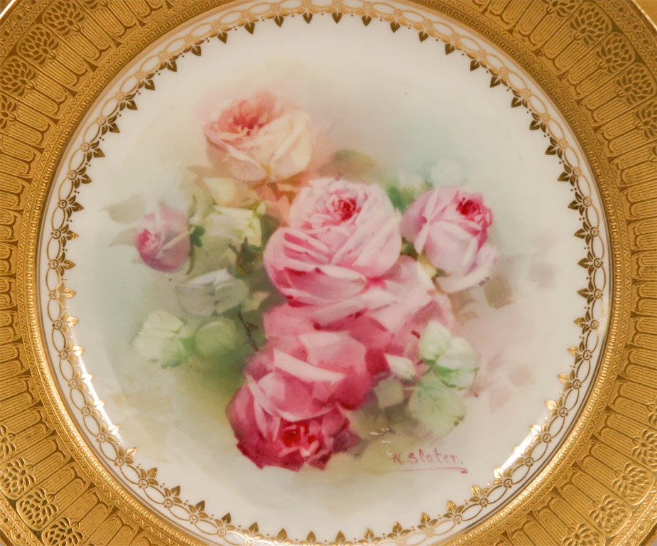 20th Century Magnificent Set of 12 Royal Doulton Hand Painted Signed Cabinet/Dessert Plates