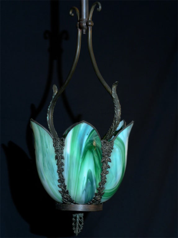 Gas Era Slag Glass Lantern