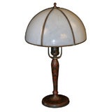 Slag Glass Table Lamp with Painted Base