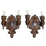 Pair Copper Formed Over Plaster Wall Lights