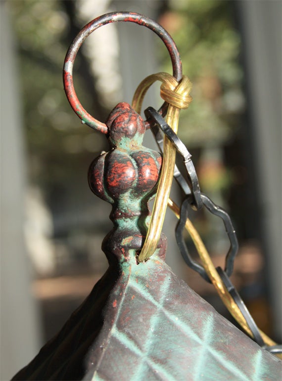 Patinated Copper Vintage Chinoiserie Lantern 2