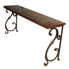 Copper Clad Top Metal Console Table