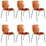6 Westnofa Norwiegian wood and chrome chairs