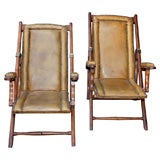 Pair Leather Campaign Chairs Pair Leather Campaign Chairs