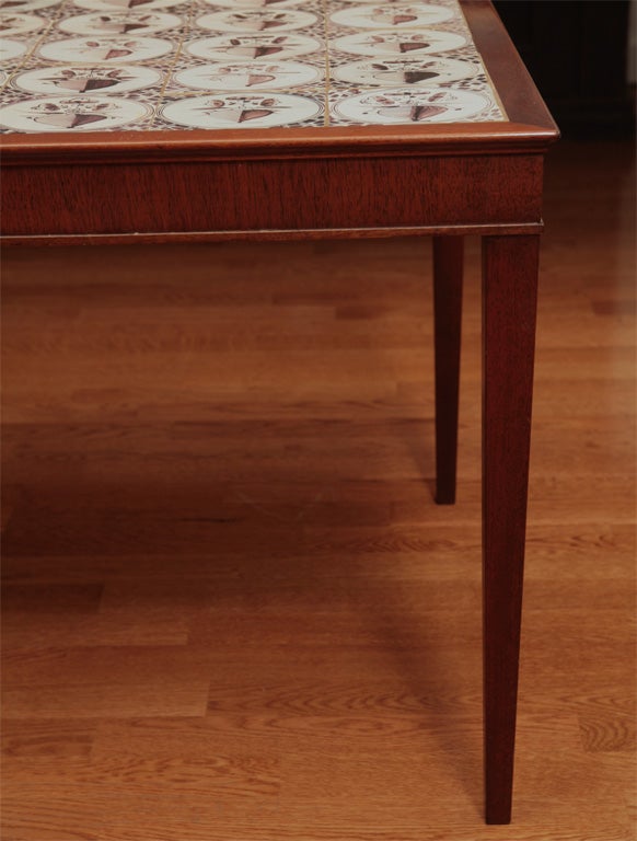 Decorative Tile Cocktail Table by Frits Henningsen In Good Condition For Sale In Hudson, NY