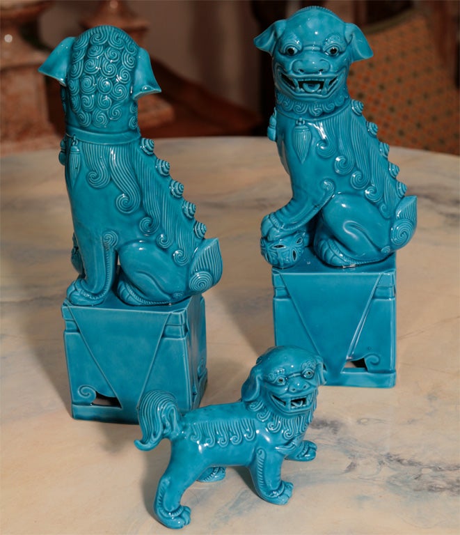 A Charming Pair of Foo Dogs and Puppy 1