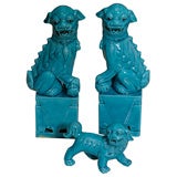 Vintage A Charming Pair of Foo Dogs and Puppy