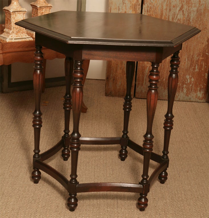 Hexagonal Walnut Side Table