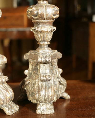 20th Century Pair of Large Gilded Candlepricks For Sale