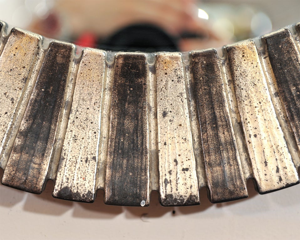 Decorative Modern Silver Leaf Oval Mirror at 1stdibs