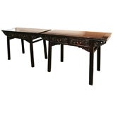 Pair of Black Lacquer Chinese Desks / Console Tables.