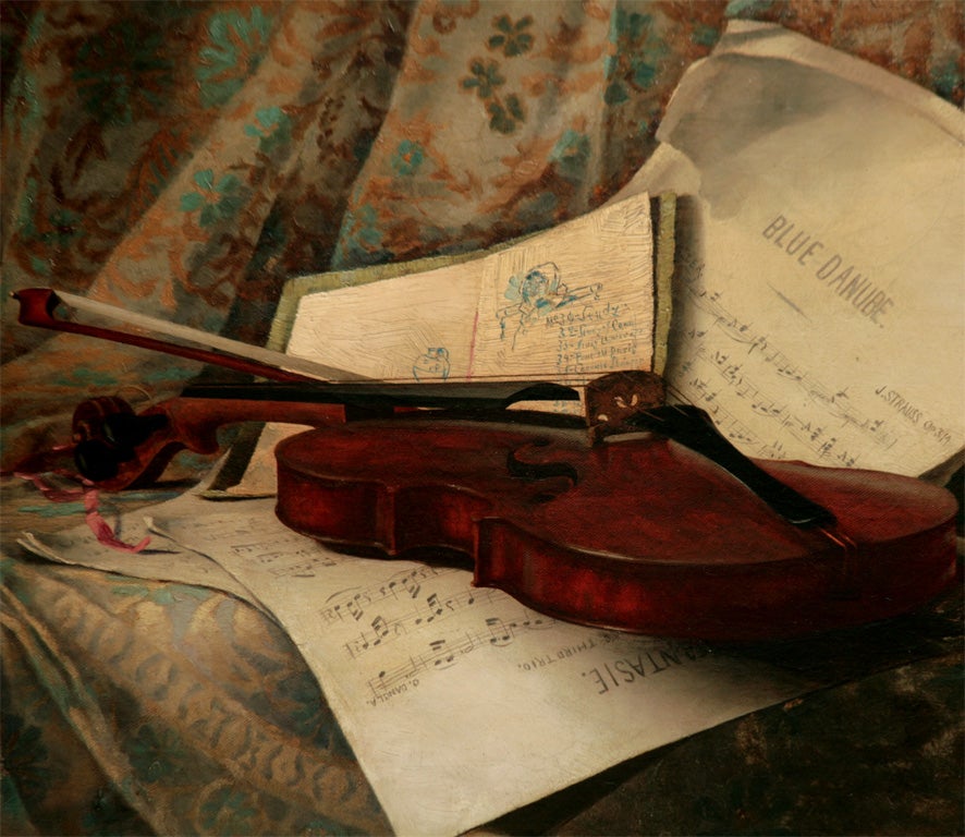 Perfect for the music lover. A well painted still life signed<br />
