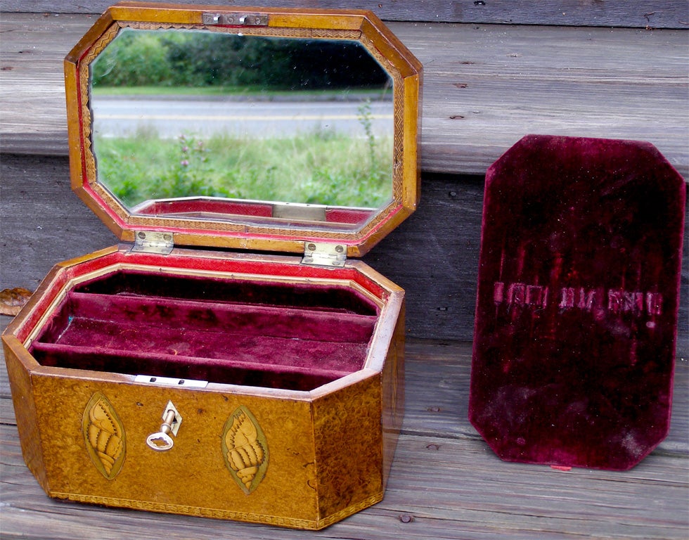 Regency Shell and Floral Inlaid Valuables Box, Ca. 1825