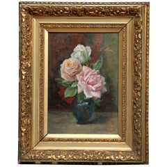 Antique Still Life Oil Painting of Roses