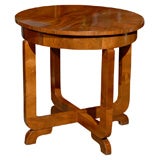 Round Art Deco Side Table with Leaf