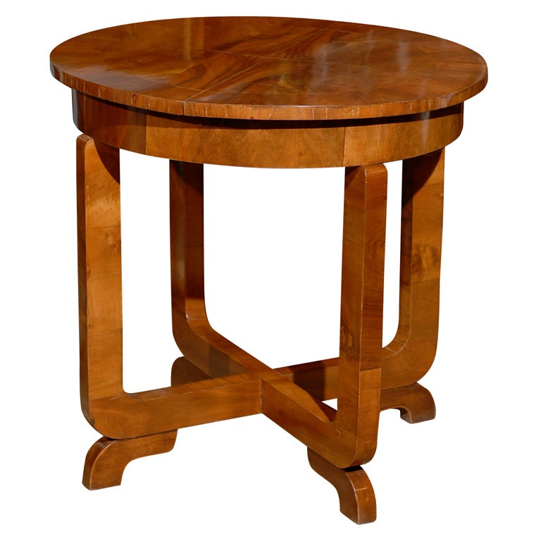 Round Art Deco Side Table with Leaf at 1stDibs