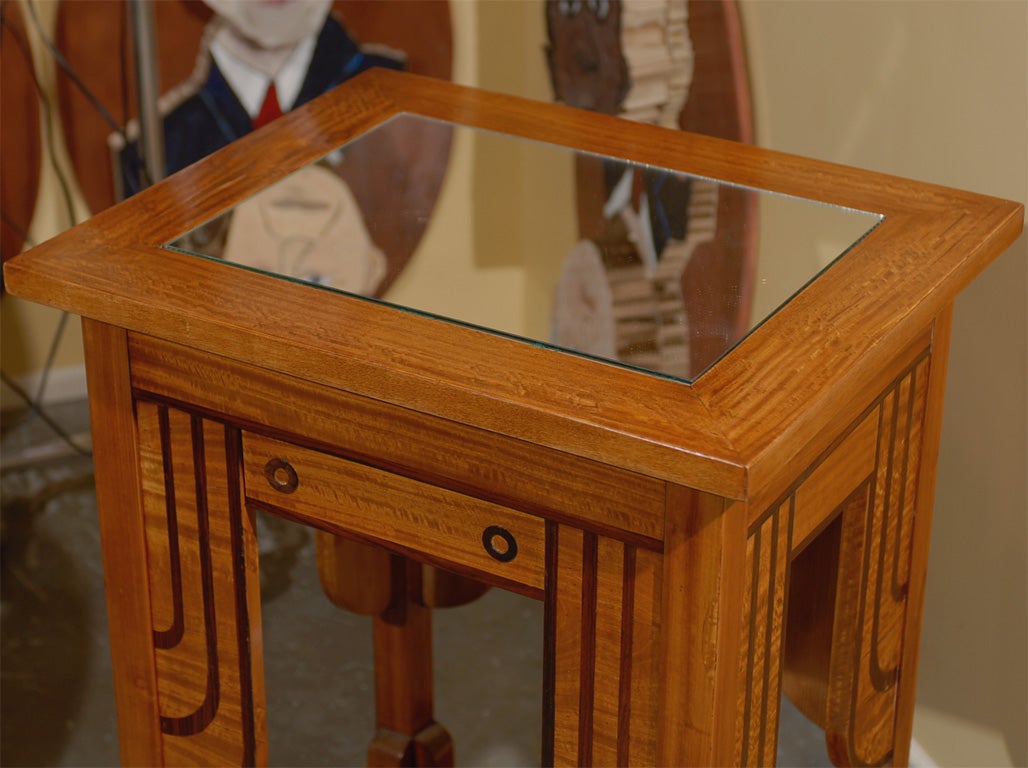 Hungarian Lemonwood & Palisander Secessionist Side Table with Mirrored Top