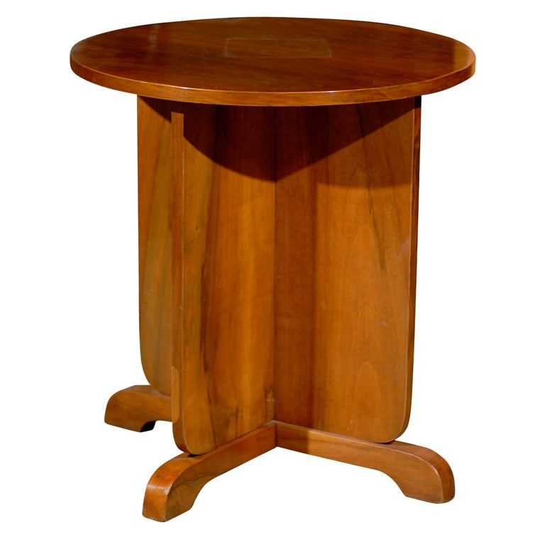 Art Deco Period Walnut Circular Side Table with Partitioned Base from the 1920s For Sale