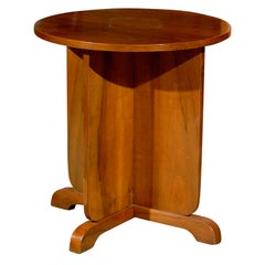 Art Deco Period Walnut Circular Side Table with Partitioned Base from the 1920s