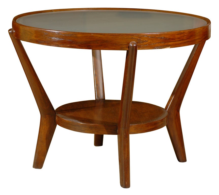 Round side table with frosted glass top
