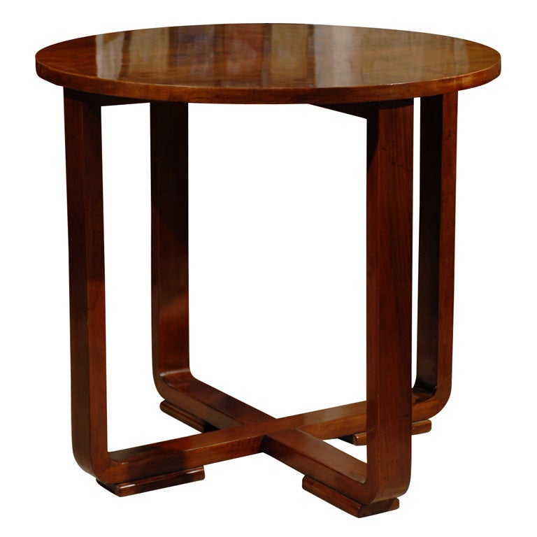 Round Art Deco Side Table with X Bottom at 1stDibs
