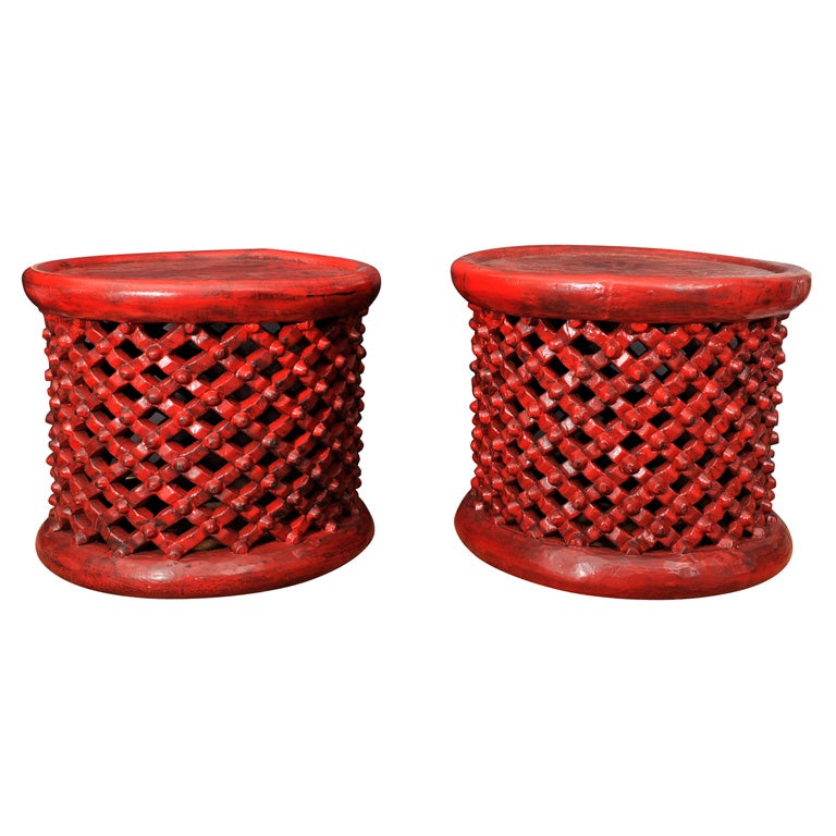 Red Cameroon Side Table For Sale