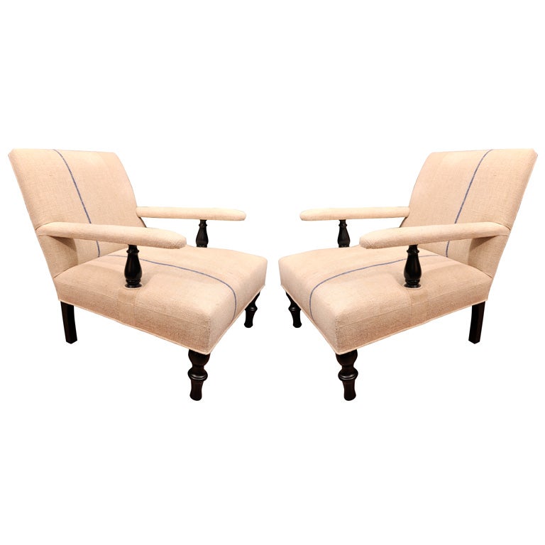 Pair of Belgian Style Lounge Chairs