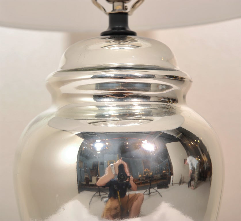 American Pair of Ginger Jar Mercury Glass Lamps