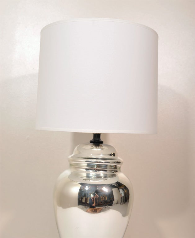 20th Century Pair of Ginger Jar Mercury Glass Lamps