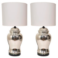Pair of Ginger Jar Mercury Glass Lamps