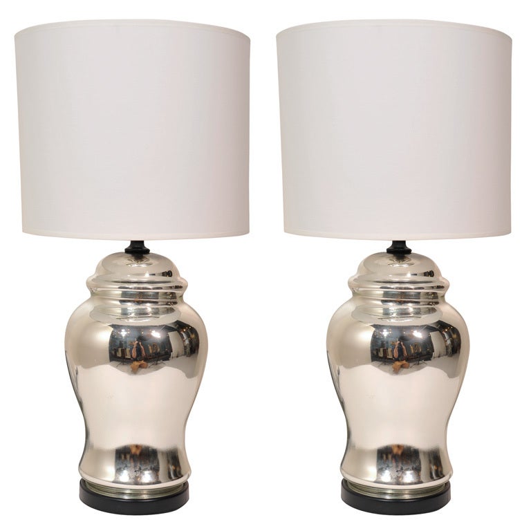 Pair of Ginger Jar Mercury Glass Lamps