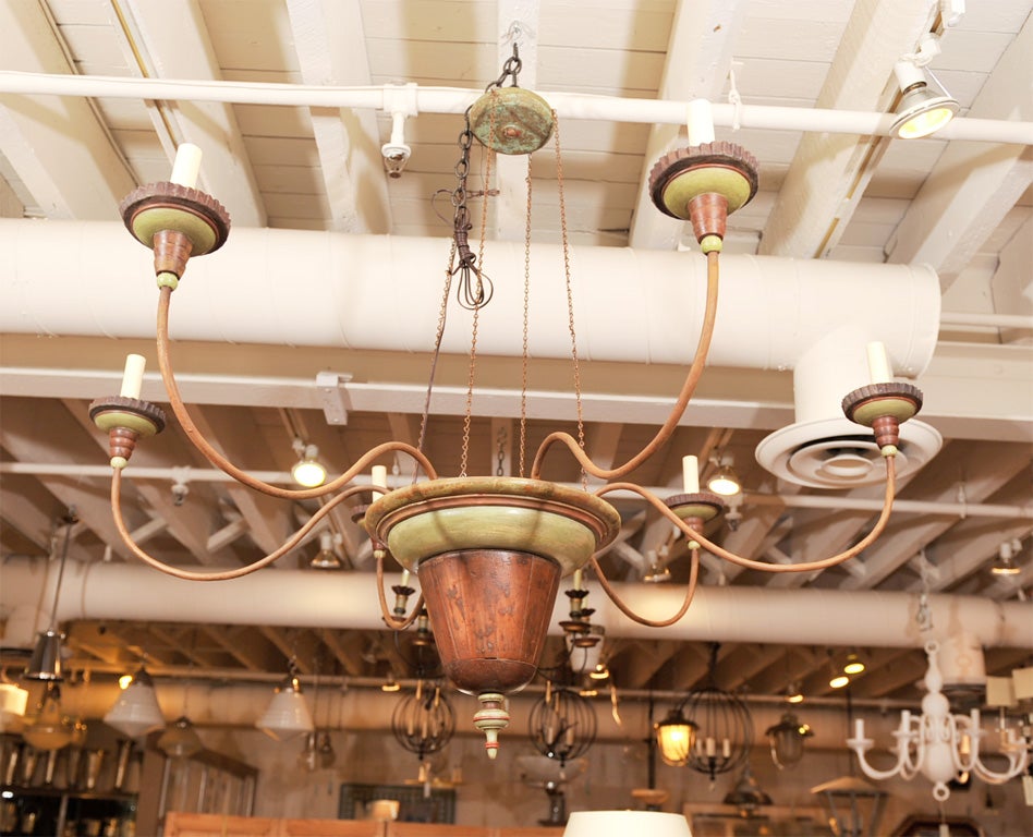 Wood and Painted Chandelier