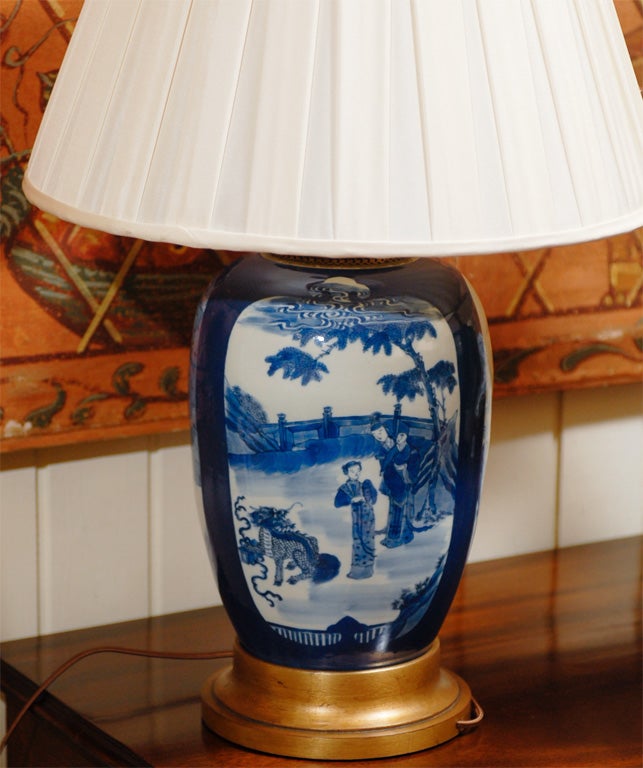 Porcelain Pair Chinese Blue and White Lamps