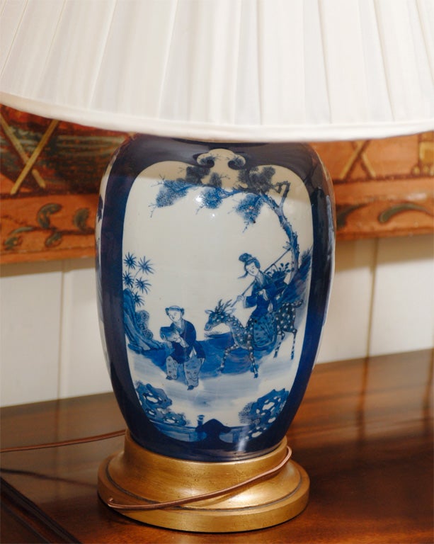 Pair Chinese Blue and White Lamps 2