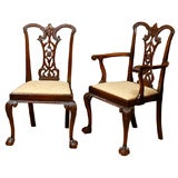 Antique Set Gothic Chippendale Dining Chairs