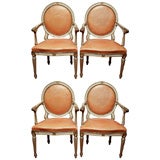 EXCEPTIONAL SET 4 ITALIAN DIRECTIORE PAINTED ARMCHAIRS