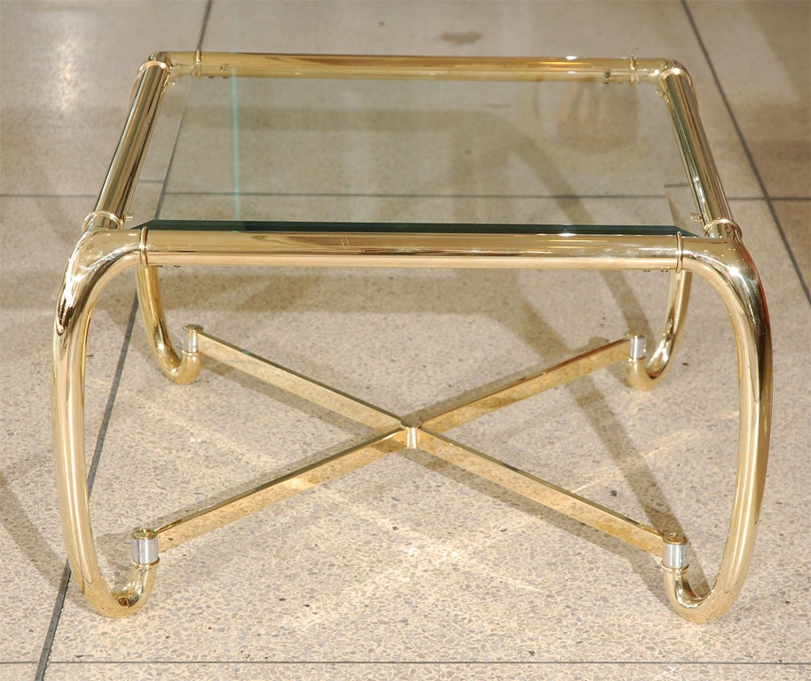 Pair of Brass & Glass End Tables