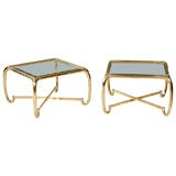 Pair of Brass & Glass End Tables