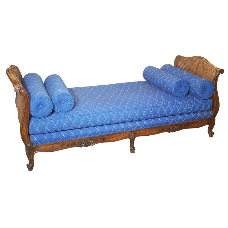 Wood Carved Double Cane Daybed