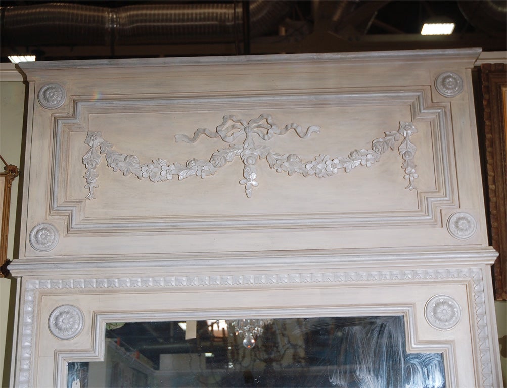Big Cream and Silver Reproduction Trumeau