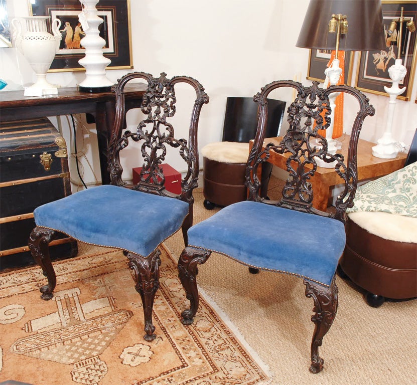 Irish Chippendale Side Chairs - Georgian Revival